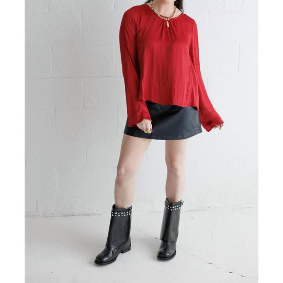 NEW FREE PEOPLE arabella blouse in ruby - Picture 1 of 6